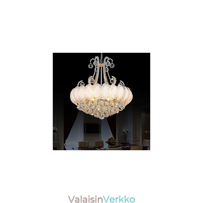 Moderni ylellinen kattokruunu, kristalliriippuvalaisin halkaisija 50 cm, sisältää 8 polttimoa