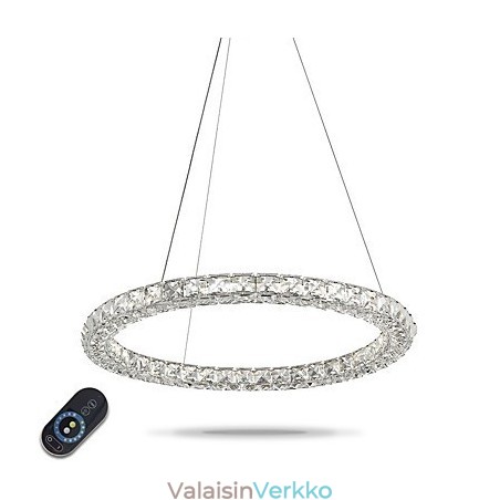 Moderni rengaskristalliriippuvalaisin kristallikruunu kattovalaisin sisävalaisimet kaukosäätimellä himmennettävissä Moderni rengaskristalliriippuvalaisin kristallikruunu kattovalaisin sisävalaisimet kaukosäätimellä himmennettävissä