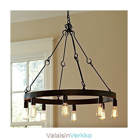 Retrotyylinen rautainen riippuvalaisin 8 valolla Retrotyylinen rautainen riippuvalaisin 8 valolla