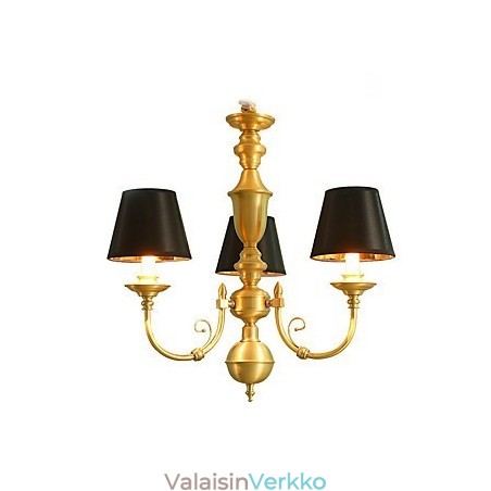 Kattokruunu Traditional Classic Country Brass -ominaisuus minityylisille metallisille 3 polttimoille Kattokruunu Traditional Classic Country Brass -ominaisuus minityylisille metallisille 3 polttimoille
