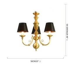 Kattokruunu Traditional Classic Country Brass -ominaisuus minityylisille metallisille 3 polttimoille