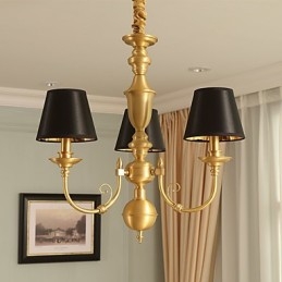 Kattokruunu Traditional Classic Country Brass -ominaisuus minityylisille metallisille 3 polttimoille