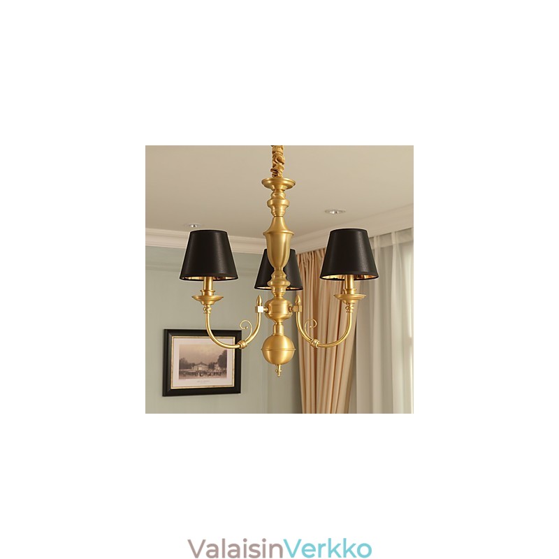 Kattokruunu Traditional Classic Country Brass -ominaisuus minityylisille metallisille 3 polttimoille
