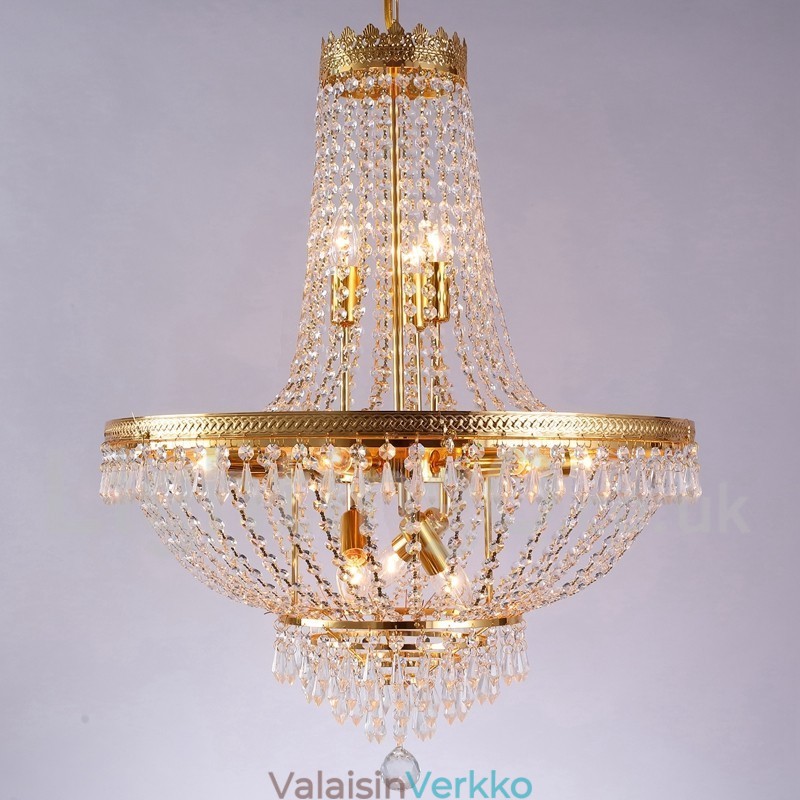 Perinteinen klassinen galvanoitu ominaisuus Crystal Mini Style Metal 9 Polttinen kattokruunu