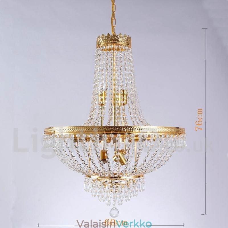Perinteinen klassinen galvanoitu ominaisuus Crystal Mini Style Metal 9 Polttinen kattokruunu