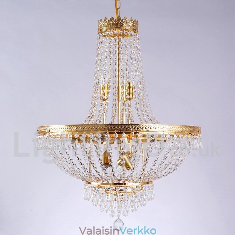 Perinteinen klassinen galvanoitu ominaisuus Crystal Mini Style Metal 9 Polttinen kattokruunu