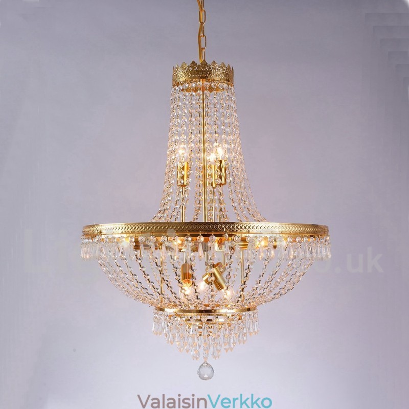 Perinteinen klassinen galvanoitu ominaisuus Crystal Mini Style Metal 9 Polttinen kattokruunu