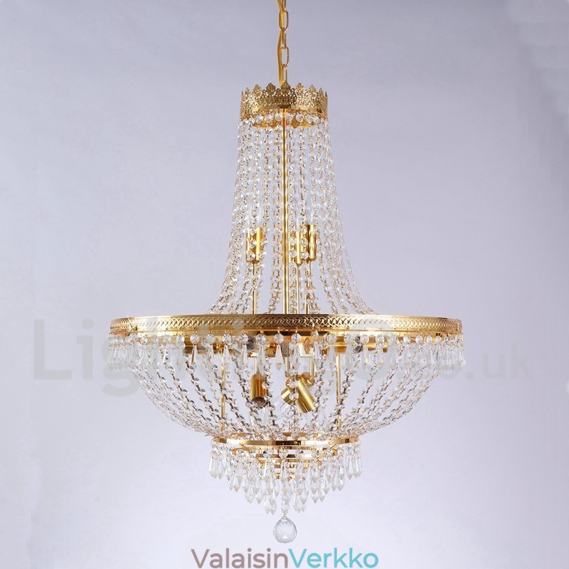 Perinteinen klassinen galvanoitu ominaisuus Crystal Mini Style Metal 9 Polttinen kattokruunu