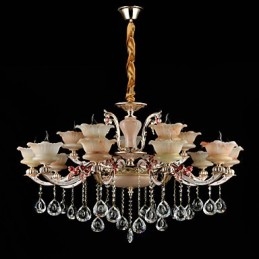 Riipus kevyt sinkkiseosominaisuus Crystal Mini Style Metalli sisäkauppoihin 15 polttimoa