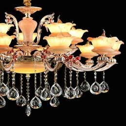 Riipus kevyt sinkkiseosominaisuus Crystal Mini Style Metalli sisäkauppoihin 15 polttimoa