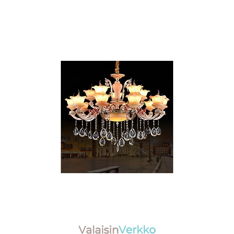 Riipus kevyt sinkkiseosominaisuus Crystal Mini Style Metalli sisäkauppoihin 15 polttimoa