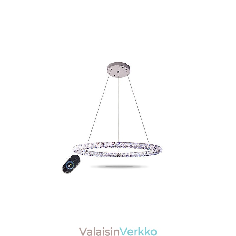 Moderni Ring Crystal -riippuvalaisin Moderni kristallikruunu kattovalaisin sisävalaisimet, himmennettävissä kaukosäätimellä