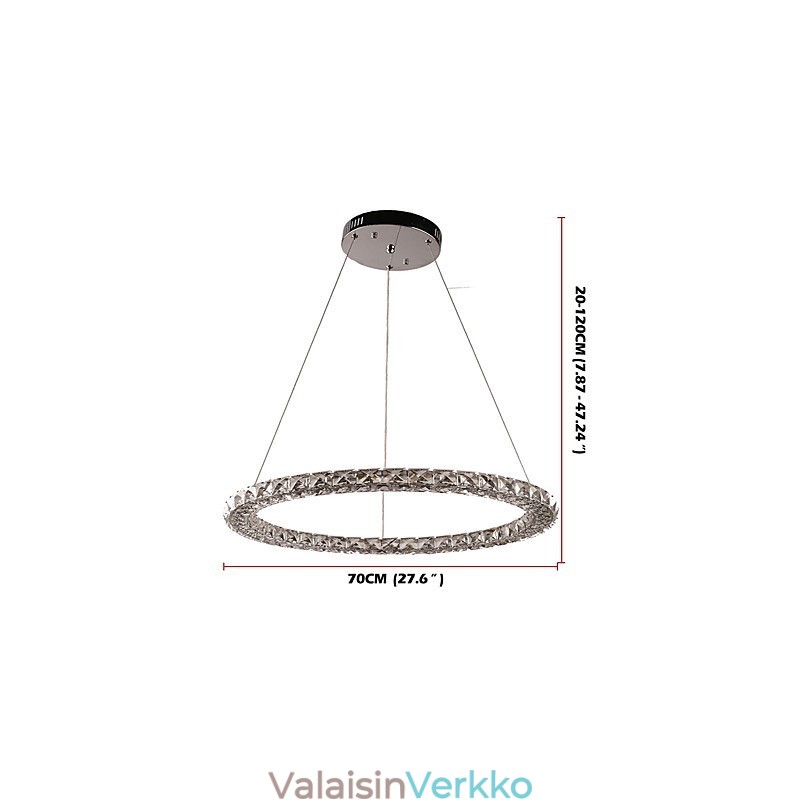 Moderni Ring Crystal -riippuvalaisin Moderni kristallikruunu kattovalaisin sisävalaisimet, himmennettävissä kaukosäätimellä