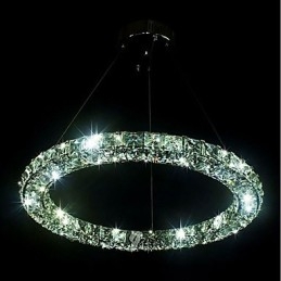 Moderni Ring Crystal -riippuvalaisin Moderni kristallikruunu kattovalaisin sisävalaisimet, himmennettävissä kaukosäätimellä