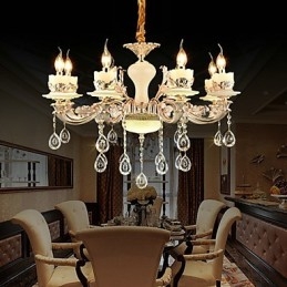 Perinteinen klassinen sinkkiseosominaisuus Crystal Mini Style Metal 8 lamps -kattokruunulle