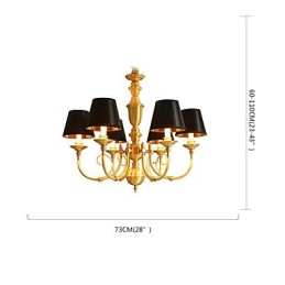 Kattokruunu Traditional Classic Country Brass -ominaisuus minityylisille metallisille 6 polttimoille