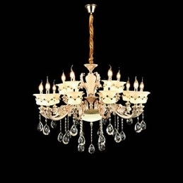 Perinteinen klassinen sinkkiseosominaisuus Crystal Mini Style Metal Indoors Garden 15 lamps kattokruunulle