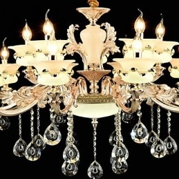 Perinteinen klassinen sinkkiseosominaisuus Crystal Mini Style Metal Indoors Garden 15 lamps kattokruunulle