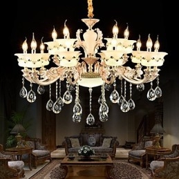 Perinteinen klassinen sinkkiseosominaisuus Crystal Mini Style Metal Indoors Garden 15 lamps kattokruunulle