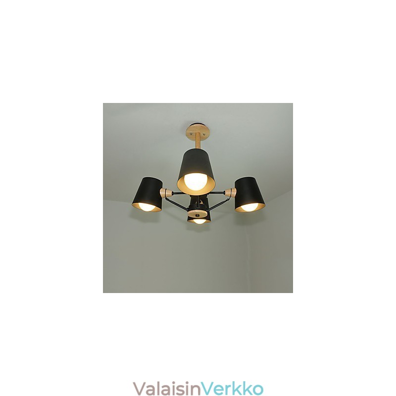 4 Vaaleaa Moniväristä Macaron Wood Vintage Painting Feature Metal Kattokruunu