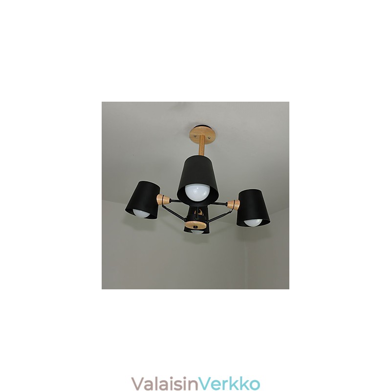 4 Vaaleaa Moniväristä Macaron Wood Vintage Painting Feature Metal Kattokruunu