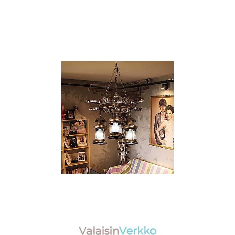 Rustic Lodge Vintage Retro Country Globe -maalausominaisuus minityylisuunnittelijoille Metallikruunu
