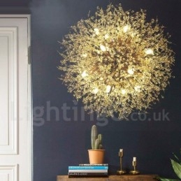 Ilotulitus Globe Dandelion Chrome Feature Crystal Metal Kattokruunu