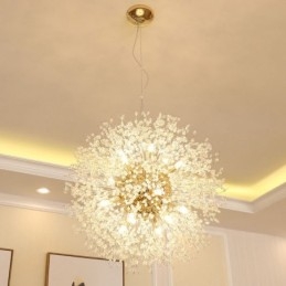 Ilotulitus Globe Dandelion Chrome Feature Crystal Metal Kattokruunu