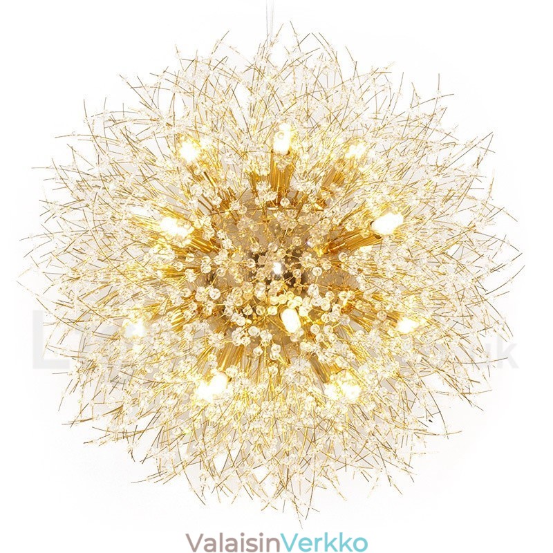 Ilotulitus Globe Dandelion Chrome Feature Crystal Metal Kattokruunu