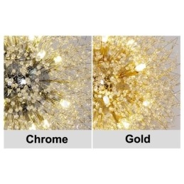 Ilotulitus Globe Dandelion Chrome Feature Crystal Metal Kattokruunu