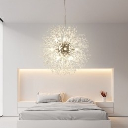 Ilotulitus Globe Dandelion Chrome Feature Crystal Metal Kattokruunu