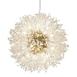 Ilotulitus Globe Dandelion Chrome Feature Crystal Metal Kattokruunu