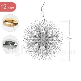 Ilotulitus Globe Dandelion Chrome Feature Crystal Metal Kattokruunu