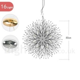 Ilotulitus Globe Dandelion Chrome Feature Crystal Metal Kattokruunu