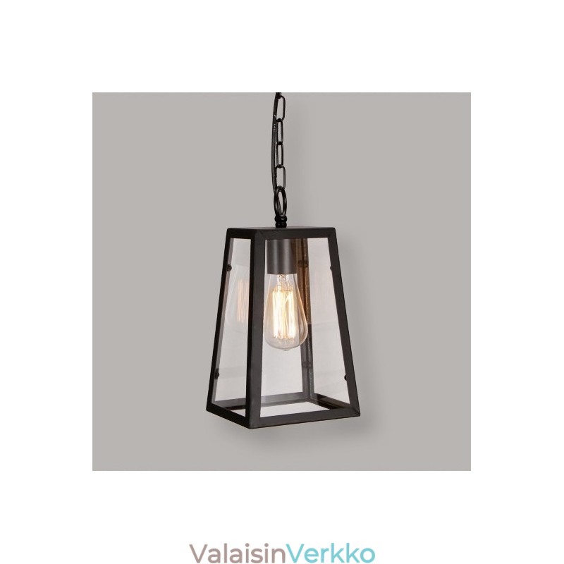 Vintage metallinen riippuvalaisin lasivarjostimella