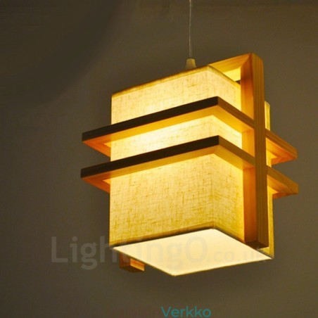 1 Light Wood Retro Vintage -riippuvalaisin kangasvarjostimella 1 Light Wood Retro Vintage -riippuvalaisin kangasvarjostimella