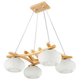 4 Light Wood Rustic Lodge -riippuvalaisin lasivarjostimella