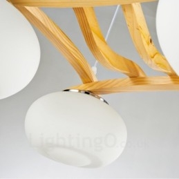 4 Light Wood Rustic Lodge -riippuvalaisin lasivarjostimella