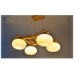 4 Light Wood Rustic Lodge -riippuvalaisin lasivarjostimella