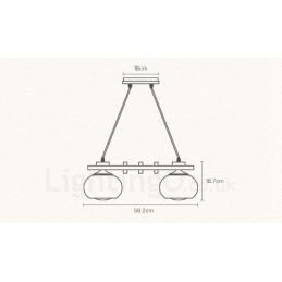 4 Light Wood Rustic Lodge -riippuvalaisin lasivarjostimella