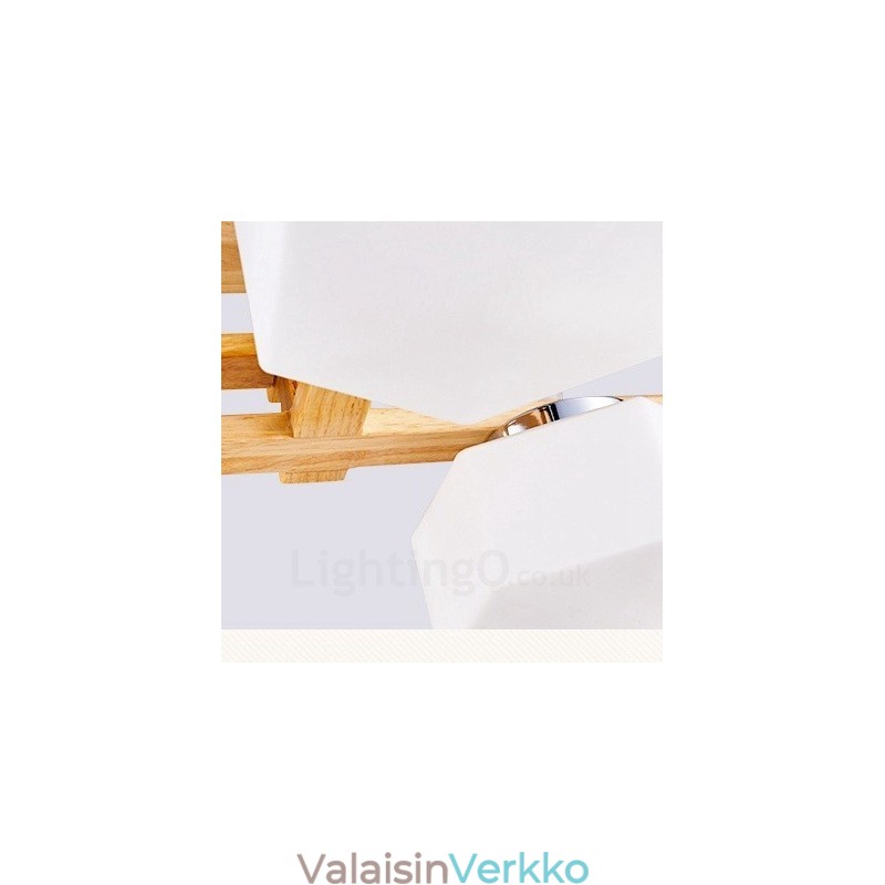 4 Vaalea Puu Moderni Nykyaikainen pohjoismainen riippuvalaisin lasivarjostimella