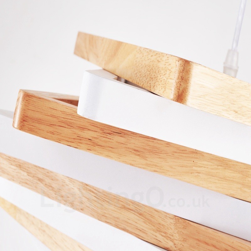 1 Light Wood Moderni nykyaikainen riippuvalaisin puuvarjostimella
