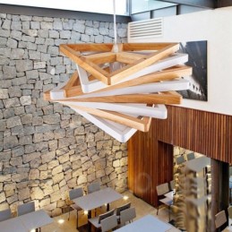 1 Light Wood Moderni nykyaikainen riippuvalaisin puuvarjostimella