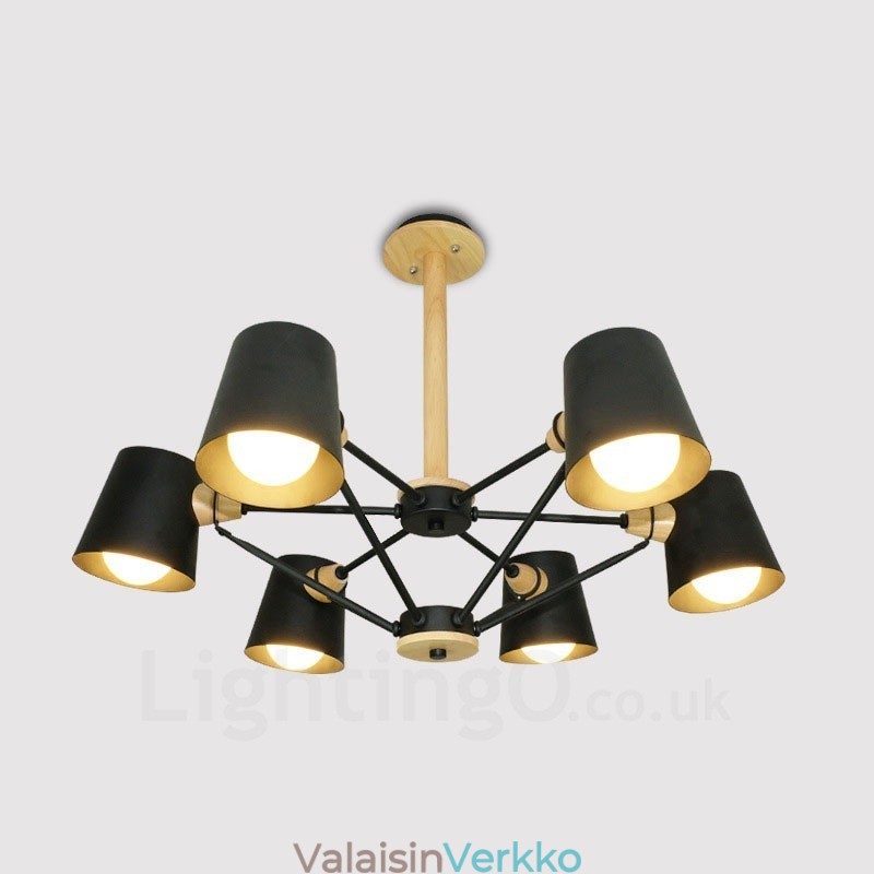 6 Vaalea Puu Moderni Nykyaikainen pohjoismainen riippuvalaisin rautavarjostimella