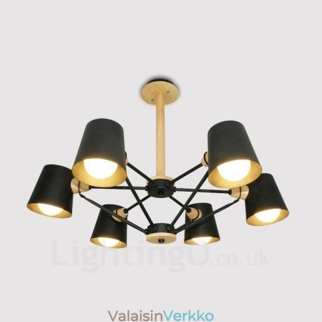 6 Vaalea Puu Moderni Nykyaikainen pohjoismainen riippuvalaisin rautavarjostimella