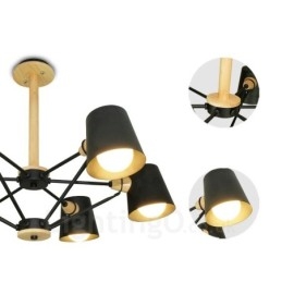 6 Vaalea Puu Moderni Nykyaikainen pohjoismainen riippuvalaisin rautavarjostimella