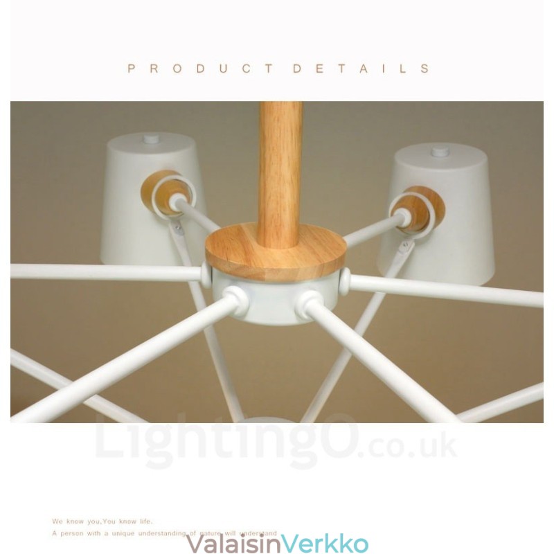 6 Vaalea Puu Moderni Nykyaikainen pohjoismainen riippuvalaisin rautavarjostimella