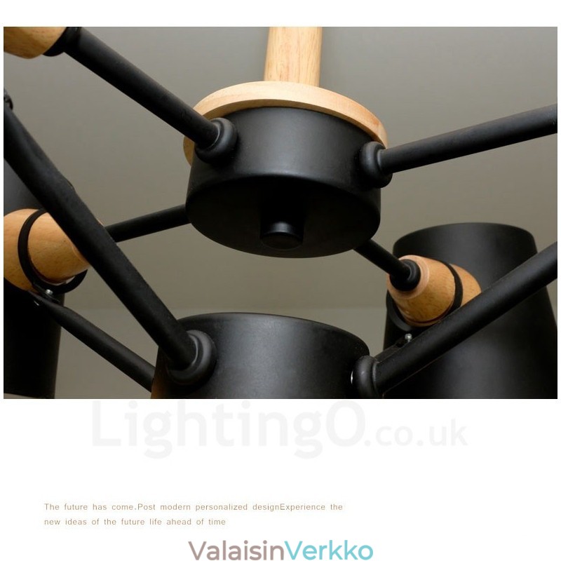 6 Vaalea Puu Moderni Nykyaikainen pohjoismainen riippuvalaisin rautavarjostimella