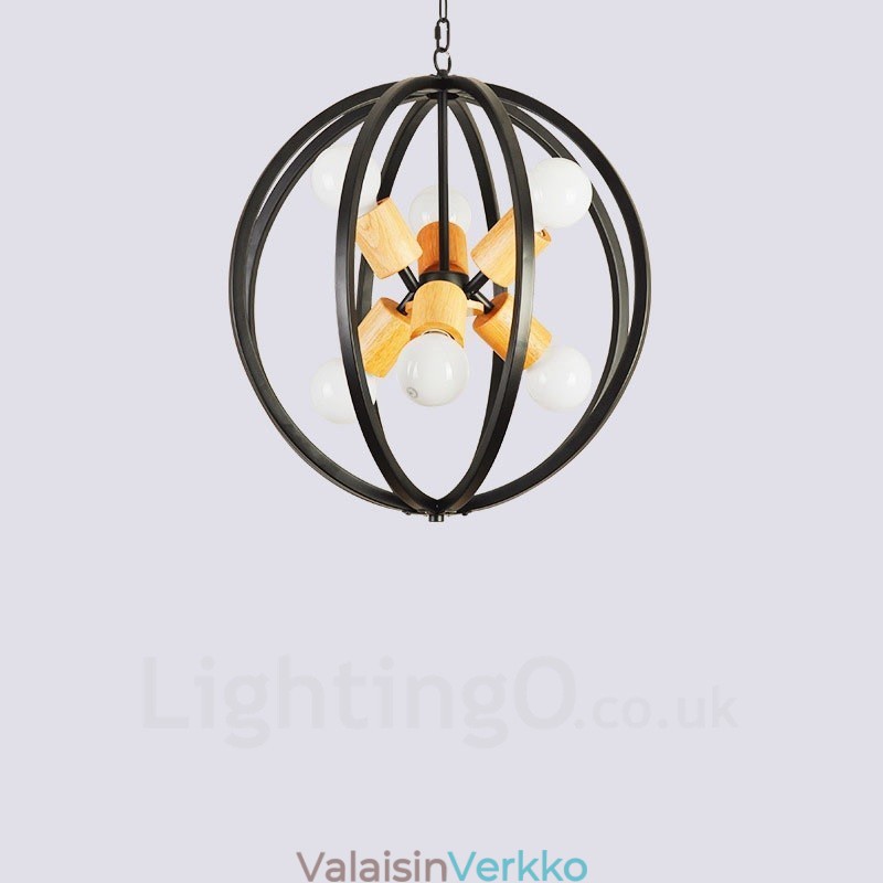 6 Light Iron Retro Vintage -riippuvalaisin rautavarjostimella