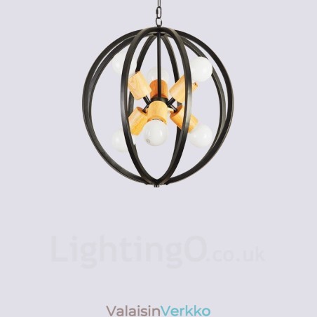 6 Light Iron Retro Vintage -riippuvalaisin rautavarjostimella 6 Light Iron Retro Vintage -riippuvalaisin rautavarjostimella